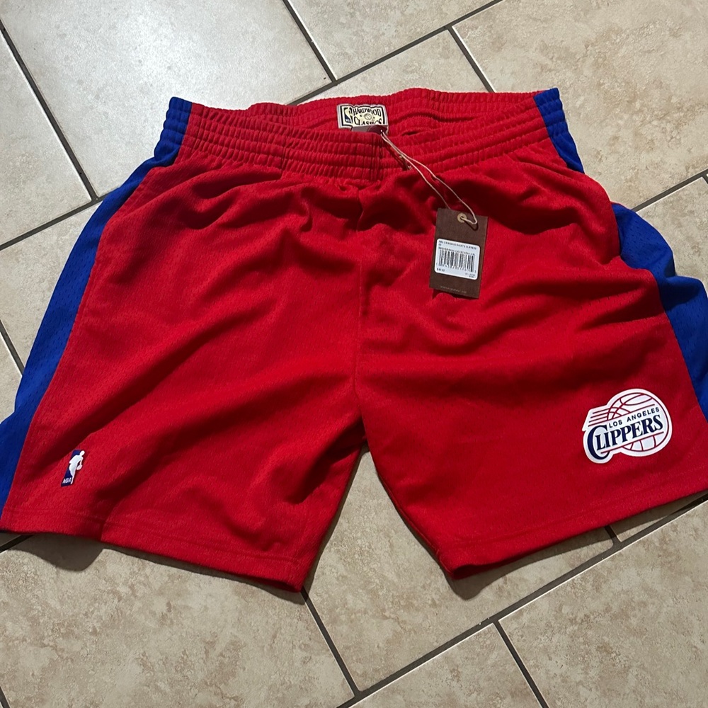Mitchell & Ness Clippers Red and Blue Athletic Men's Shorts XXL